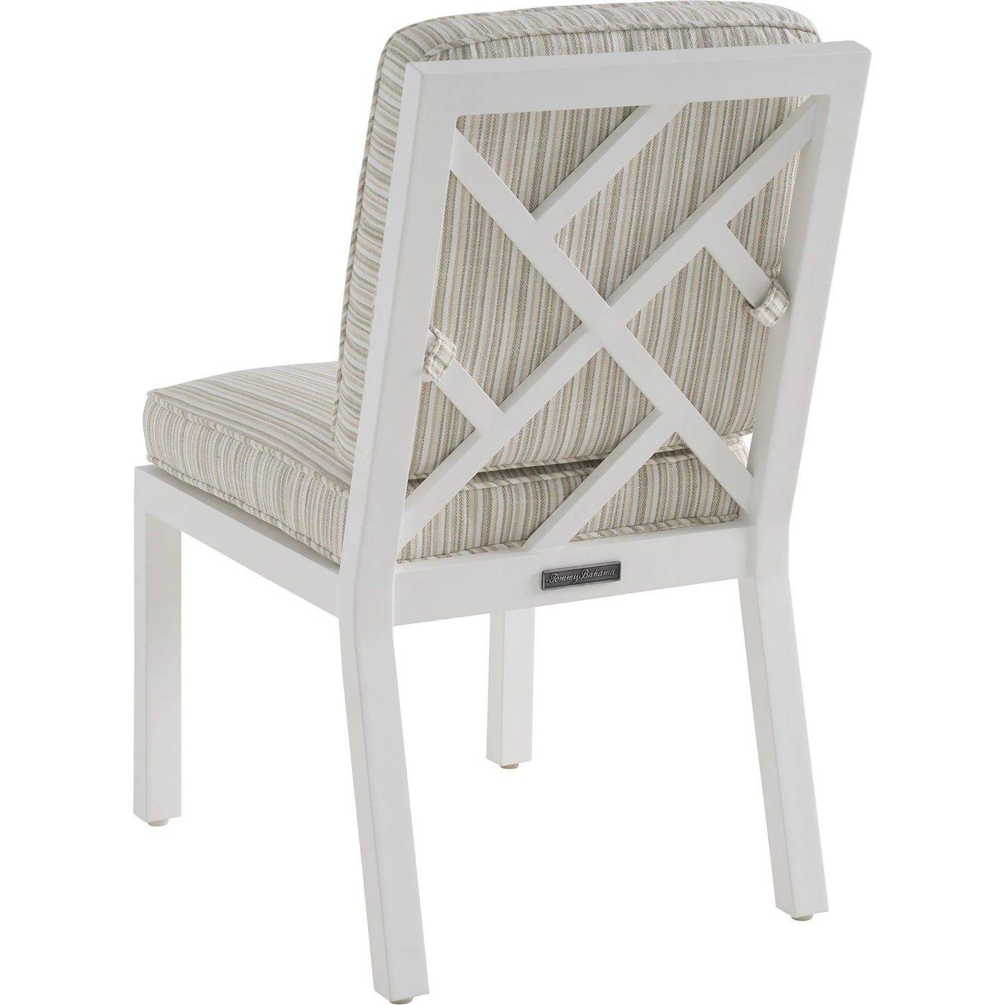 002 SI-2540678 | Additional Silo | Island Classic Side Chair by Tommy Bahama Outdoor in beige, tan and white. Made from aluminum, fabric in a unique style.
