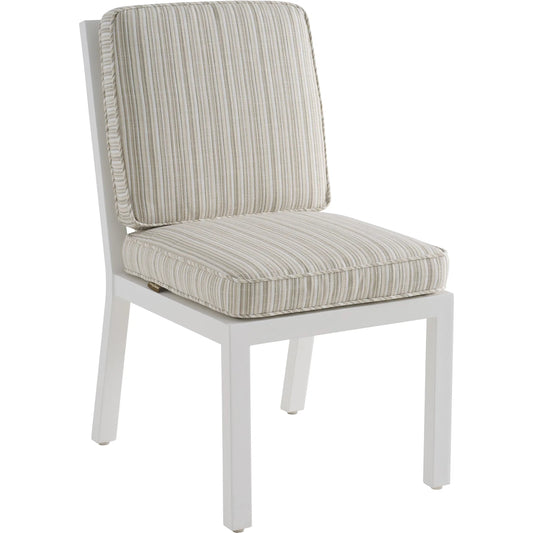 Island Classic Side Chair by Tommy Bahama Outdoor in beige, tan and white. Made from aluminum, fabric in a unique style.
