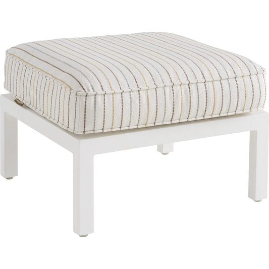 Island Classic Ottoman by Tommy Bahama Outdoor in white, ivory and white. Made from aluminum, fabric in a unique style.