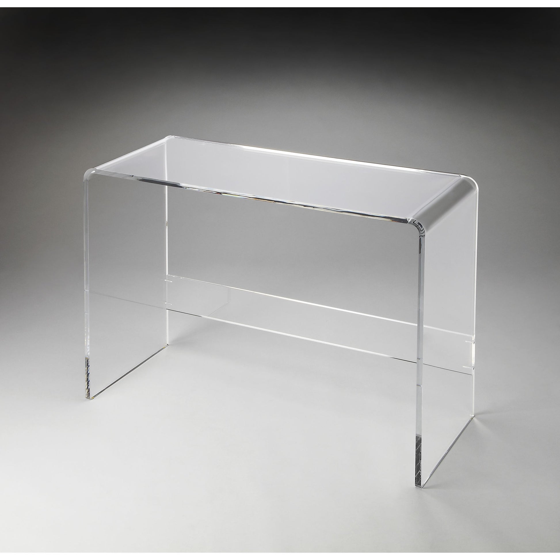 Crystal Acrylic Console Table by Butler Specialty Company in clear and butler loft. Made from transparent acrylic 15mm with smooth edges in a modern style.