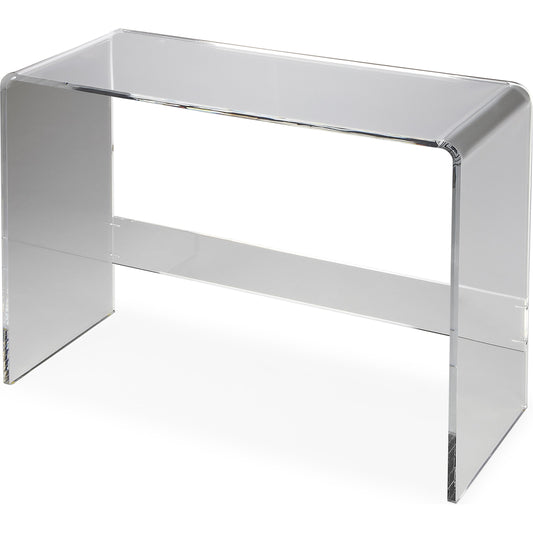 Crystal Acrylic Console Table by Butler Specialty Company in clear and butler loft. Made from transparent acrylic 15mm with smooth edges in a modern style.