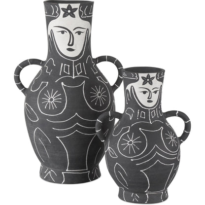 Saint-Paul-De-Vence Vase by Currey and Company in black, white. Made from terracotta in a modern style.
