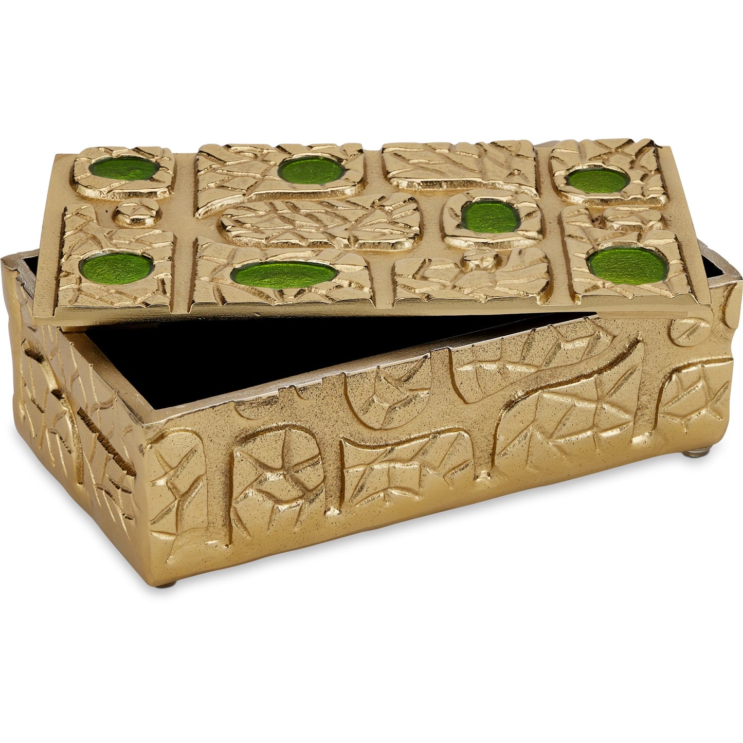 003 SI-2257203 | Additional Silo | Beau Monde Box by Currey and Company in gold, green, black. Made from cast aluminum, enamel in a modern style.