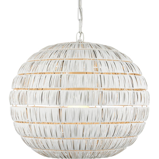 Panopolis Pendant by Currey and Company in white. Made from iron in a unique style.