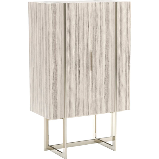 Wish You Were Here Bar Cabinet by Caracole in light and whisper of gold. Made from stone in a modern style.