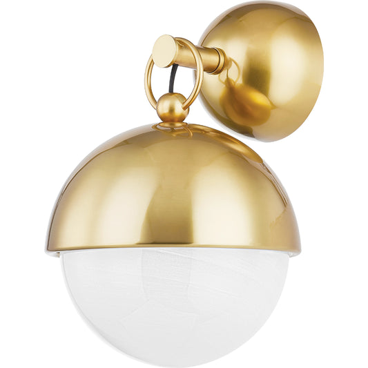 Althea Sconce by Corbett in vintage polished brass. Made from steel in a modern style.