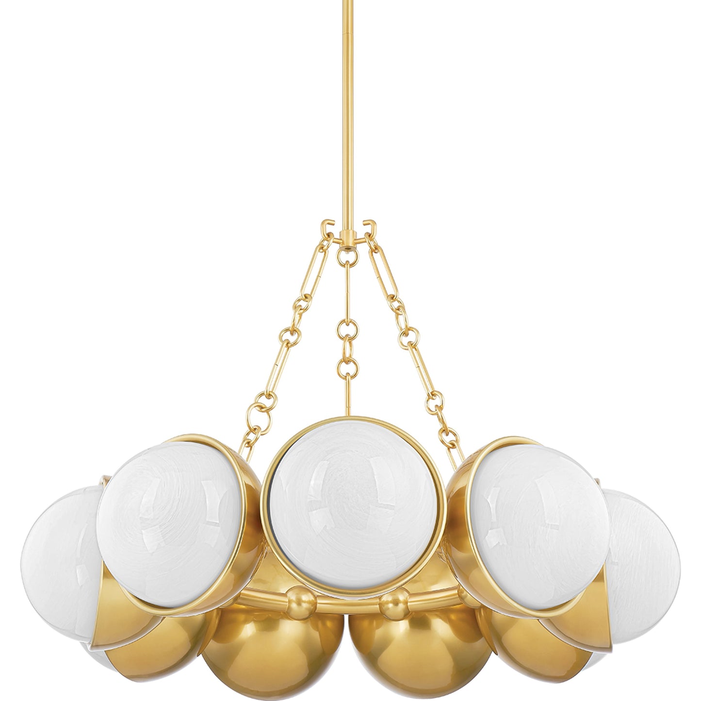 001 SI-2054986 | Primary Silo | Althea 9 Light Chandelier by Corbett in vintage polished brass. Made from steel in a modern style.