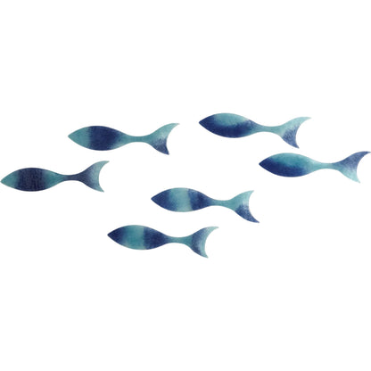 Wall Fish (Set of 6) by Global Views in blue. Made from art glass in a coastal style.