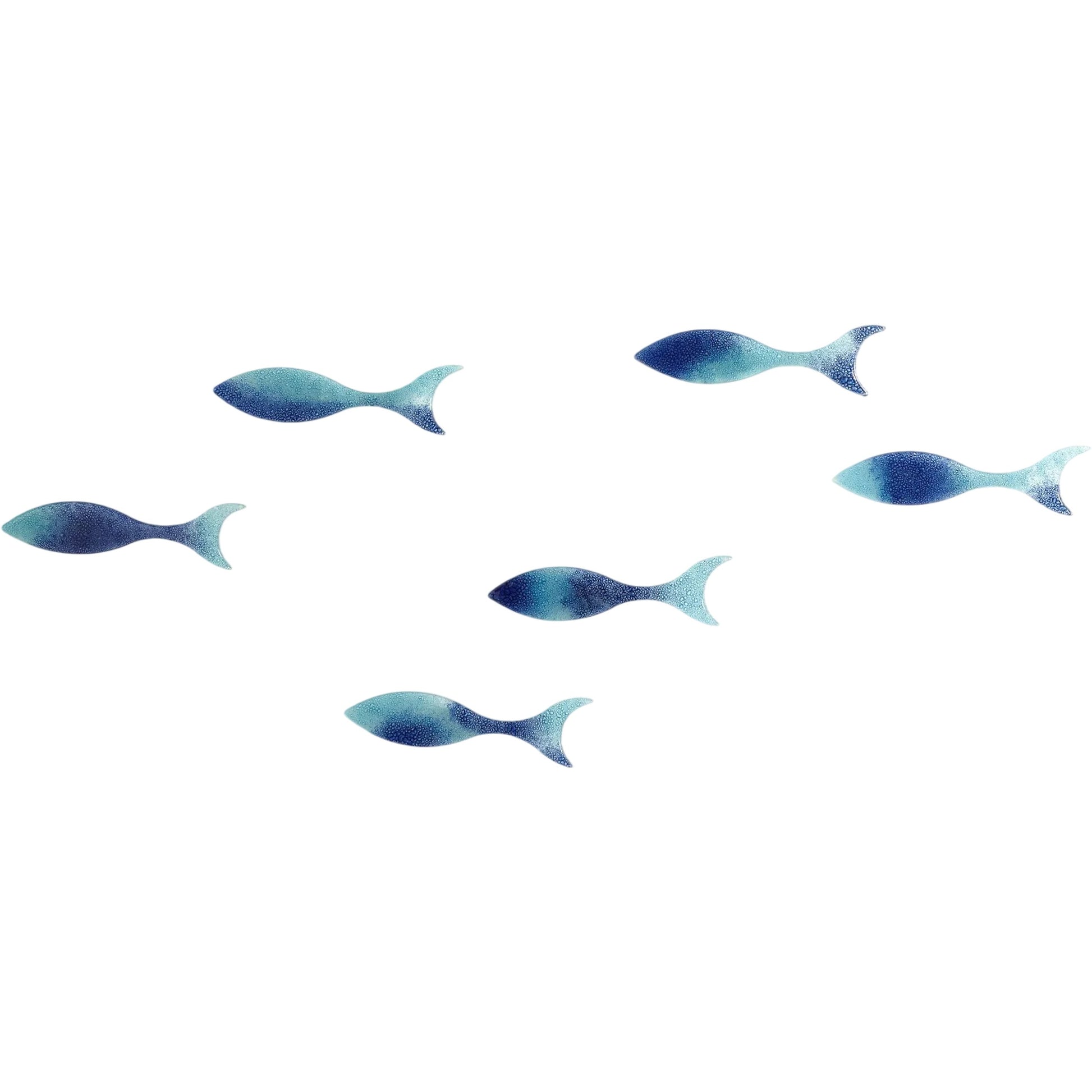 Wall Fish (Set of 6) by Global Views in blue. Made from art glass in a coastal style.
