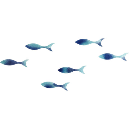 Wall Fish (Set of 6) by Global Views in blue. Made from art glass in a coastal style.