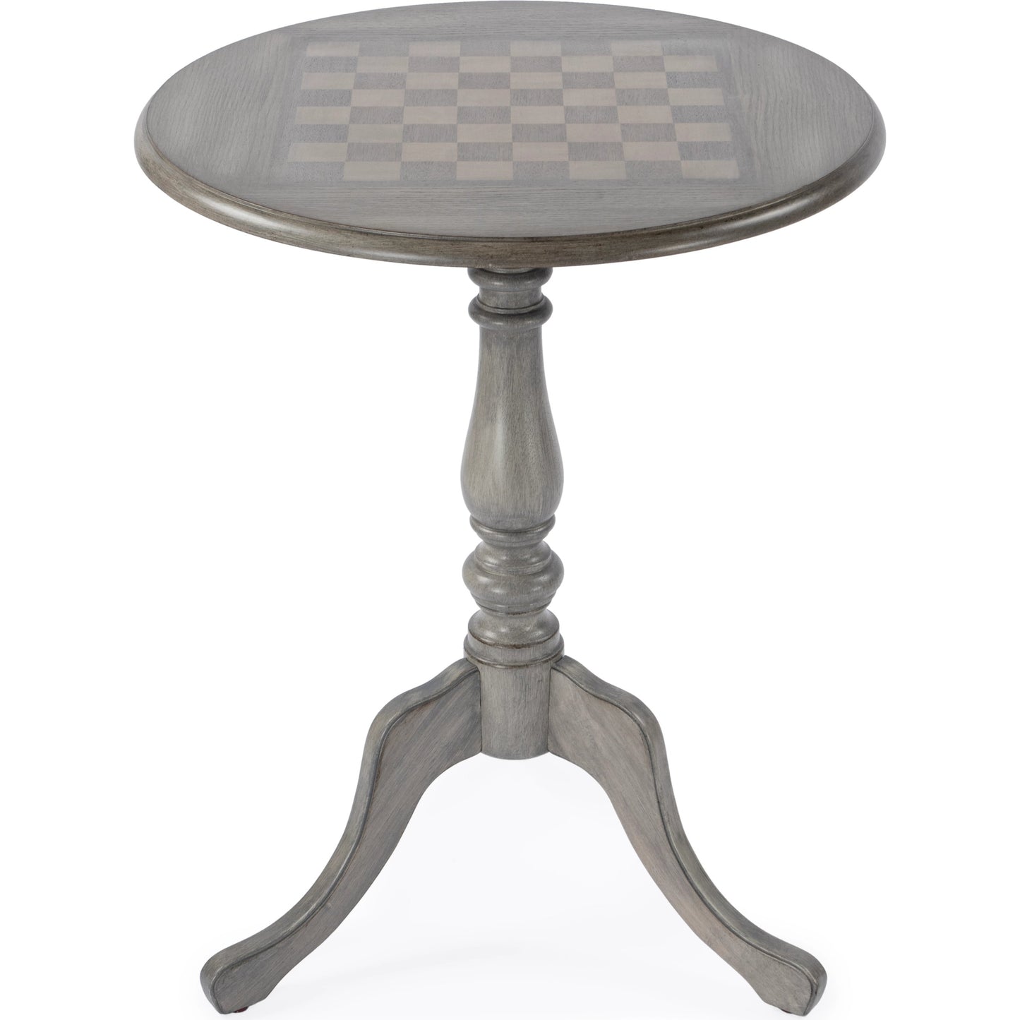 004 SI-2021914 | Additional Silo | Colbert Pedestal Game Table by Butler Specialty Company in gray and powder gray. Made from rubberwood, cherry maple walnut veneer in a cottage & farmhouse style.