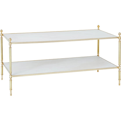 Acorn Cocktail Table by Global Views in brass. Made from brass, white marble in a modern style.
