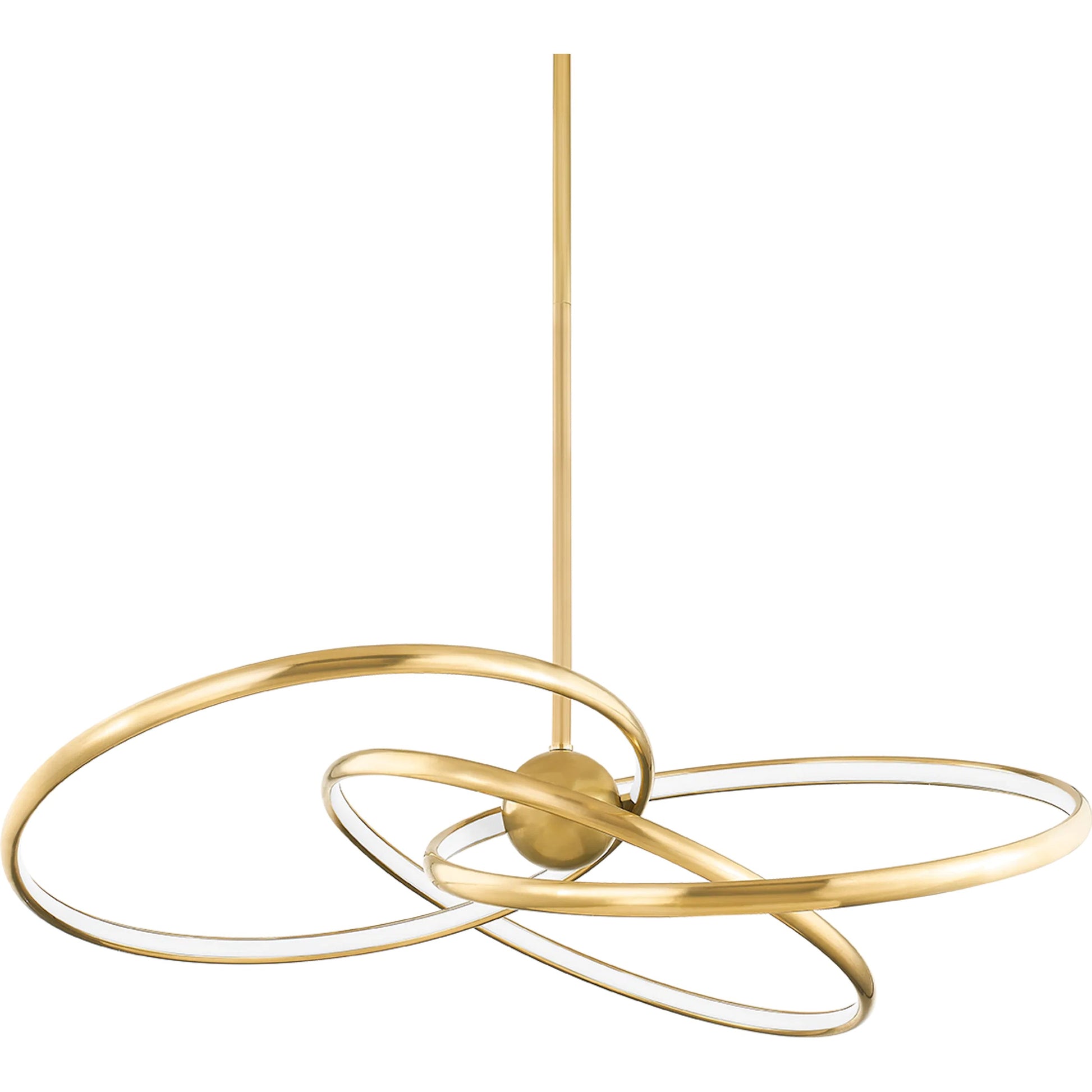 Alula 3 Light Chandelier by Corbett in vintage brass. Made from brass in a modern style.