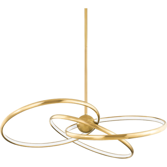 Alula 3 Light Chandelier by Corbett in vintage brass. Made from brass in a modern style.