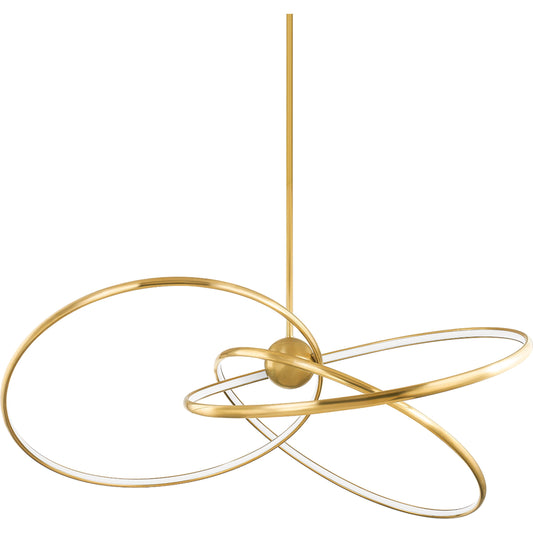 Alula 3 Light Chandelier by Corbett in vintage brass. Made from brass in a modern style.