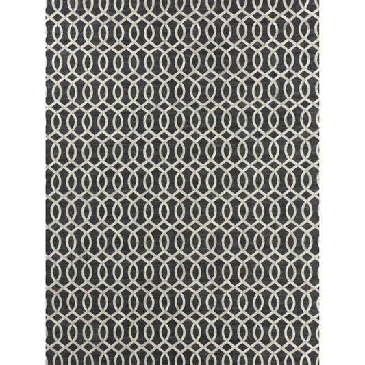 Berlin 3414 Rug by Exquisite Rugs in charcoal, ivory. Made from leather, viscose in a unique style.