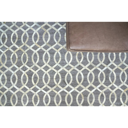 Berlin 3415 Rug by Exquisite Rugs in beige, ivory. Made from leather, viscose in a unique style.