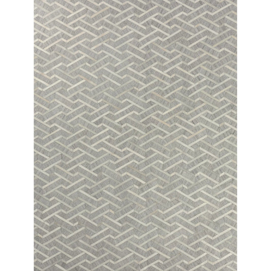 Berlin 3416 Rug by Exquisite Rugs in silver, ivory. Made from leather, viscose in a unique style.