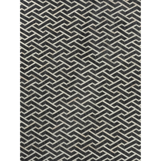 Berlin 3417 Rug by Exquisite Rugs in charcoal, ivory. Made from leather, viscose in a unique style.