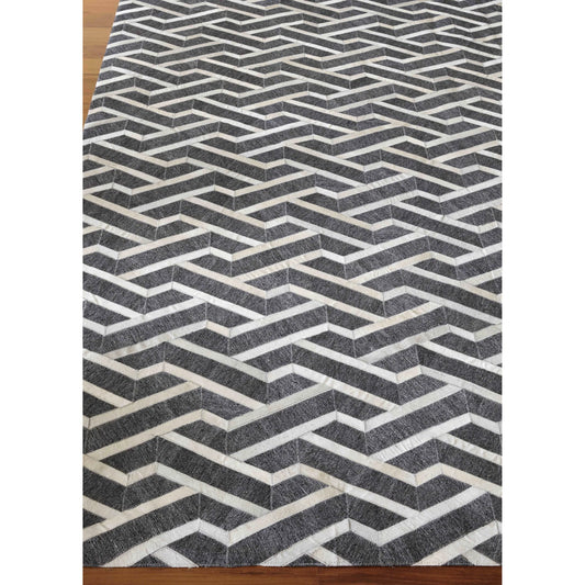 Berlin 3417 Rug by Exquisite Rugs in charcoal, ivory. Made from leather, viscose in a unique style.