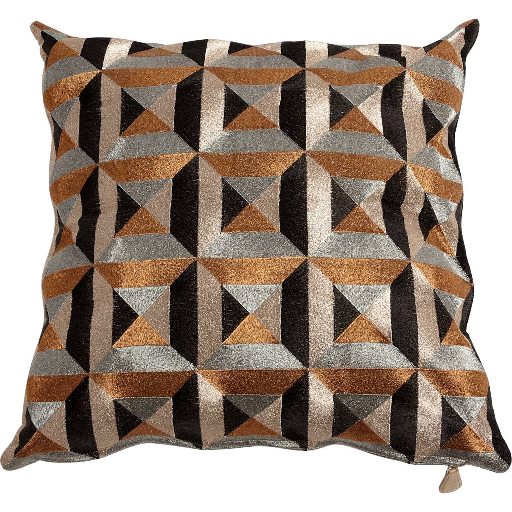 Triangle Marquetry Pillow by Global Views in natural. Made from cotton sheeting in a modern style.