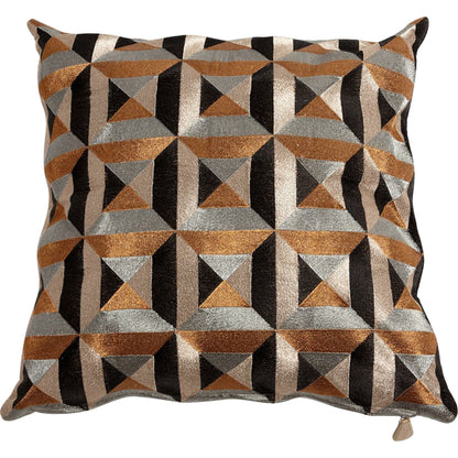 Triangle Marquetry Pillow by Global Views in natural. Made from cotton sheeting in a modern style.