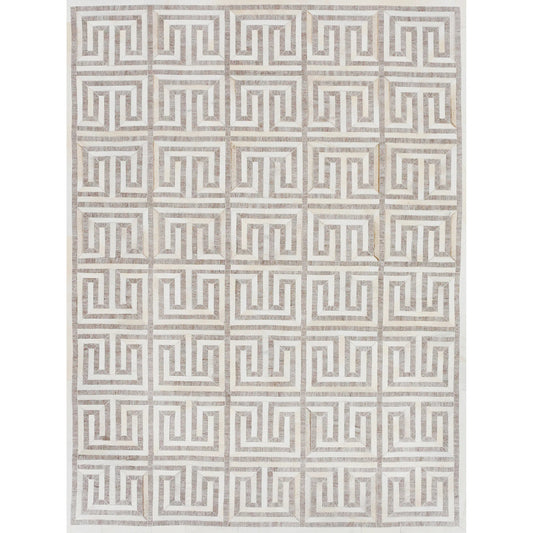 Berlin 3419 Rug by Exquisite Rugs in silver, ivory. Made from leather, viscose in a unique style.