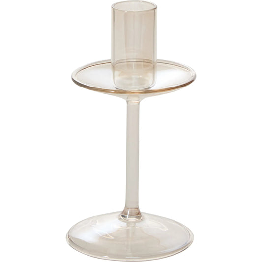 Cassidy Candleholder 2 (Set of 2) by Accent Decor in champagne. Made from glass in a unique style.
