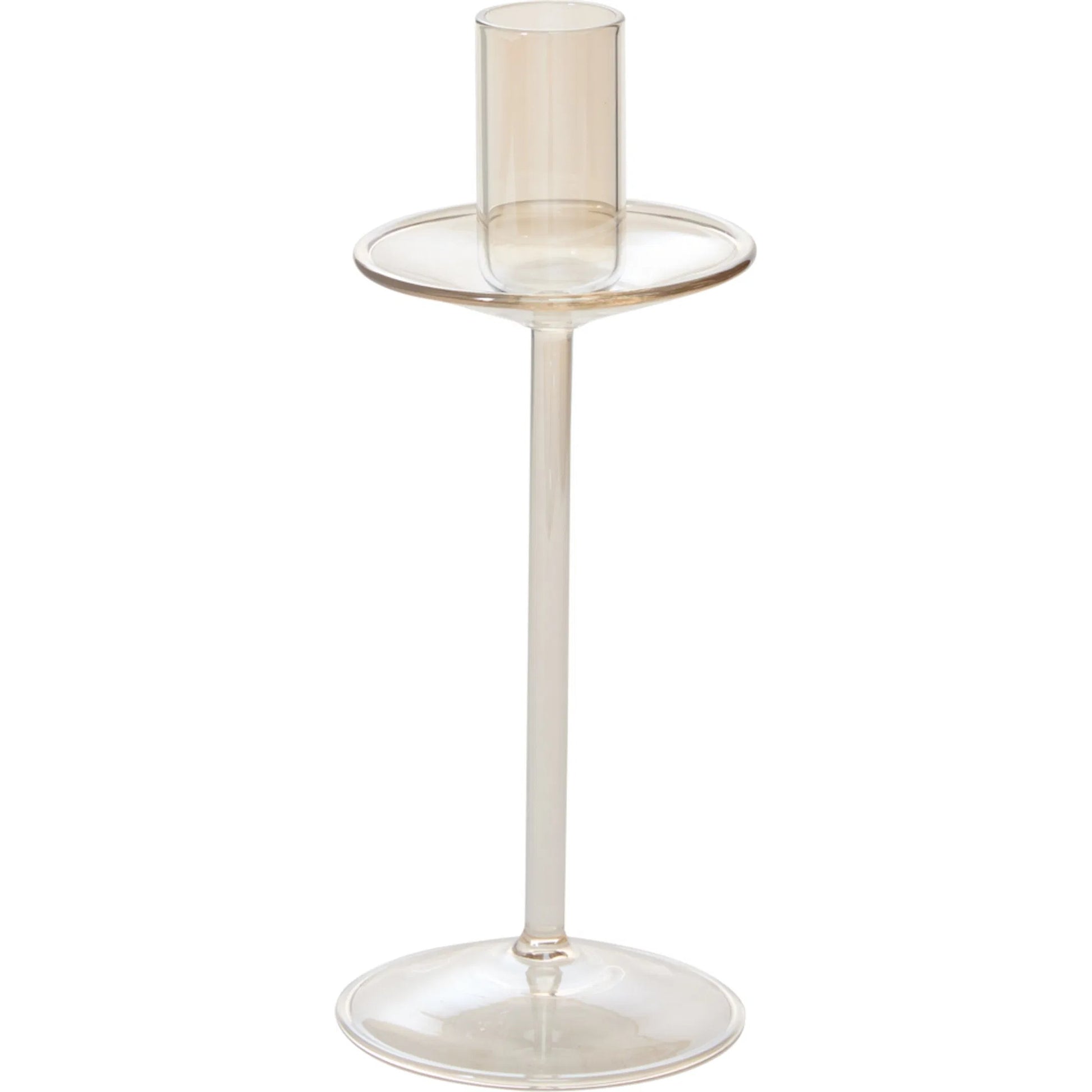 Cassidy Candleholder 2 (Set of 2) by Accent Decor in champagne. Made from glass in a unique style.