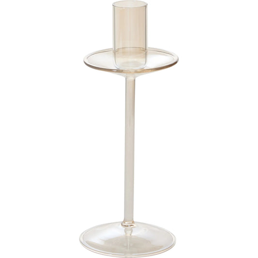 Cassidy Candleholder 2 (Set of 2) by Accent Decor in champagne. Made from glass in a unique style.