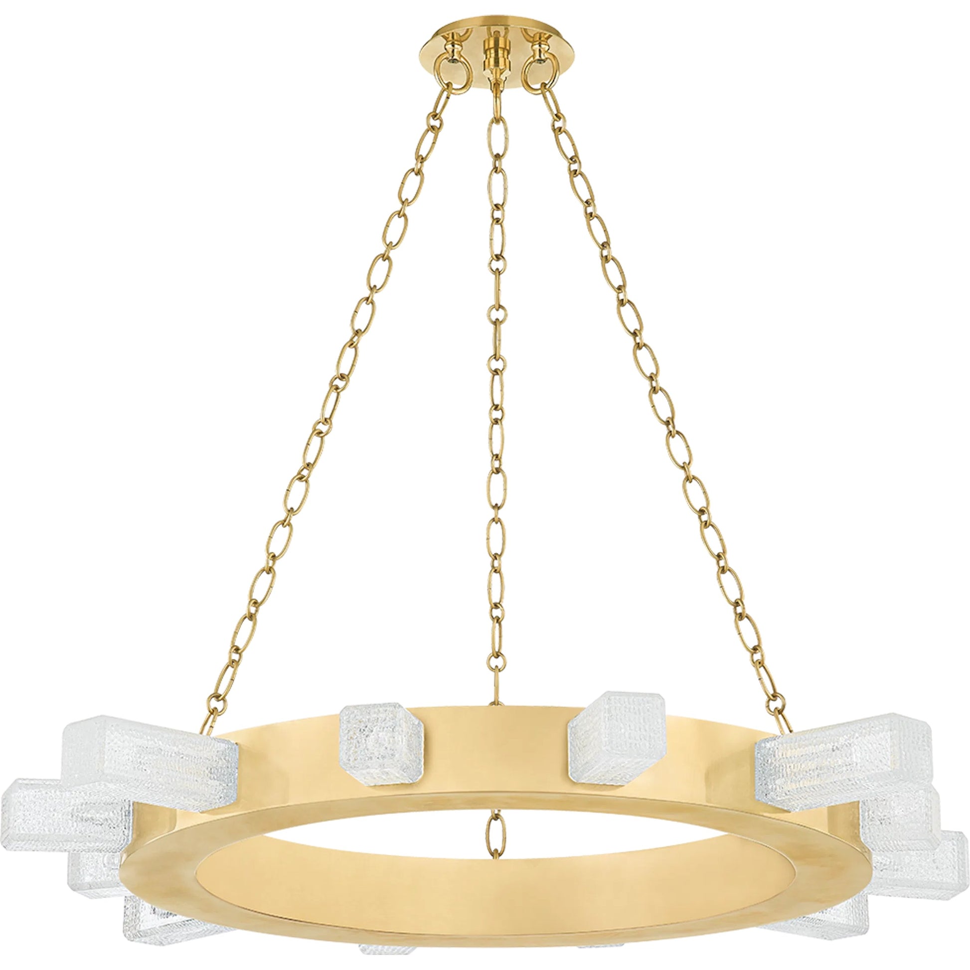 Citrine 12 Light Chandelier by Corbett in vintage brass. Made from brass in a modern style.