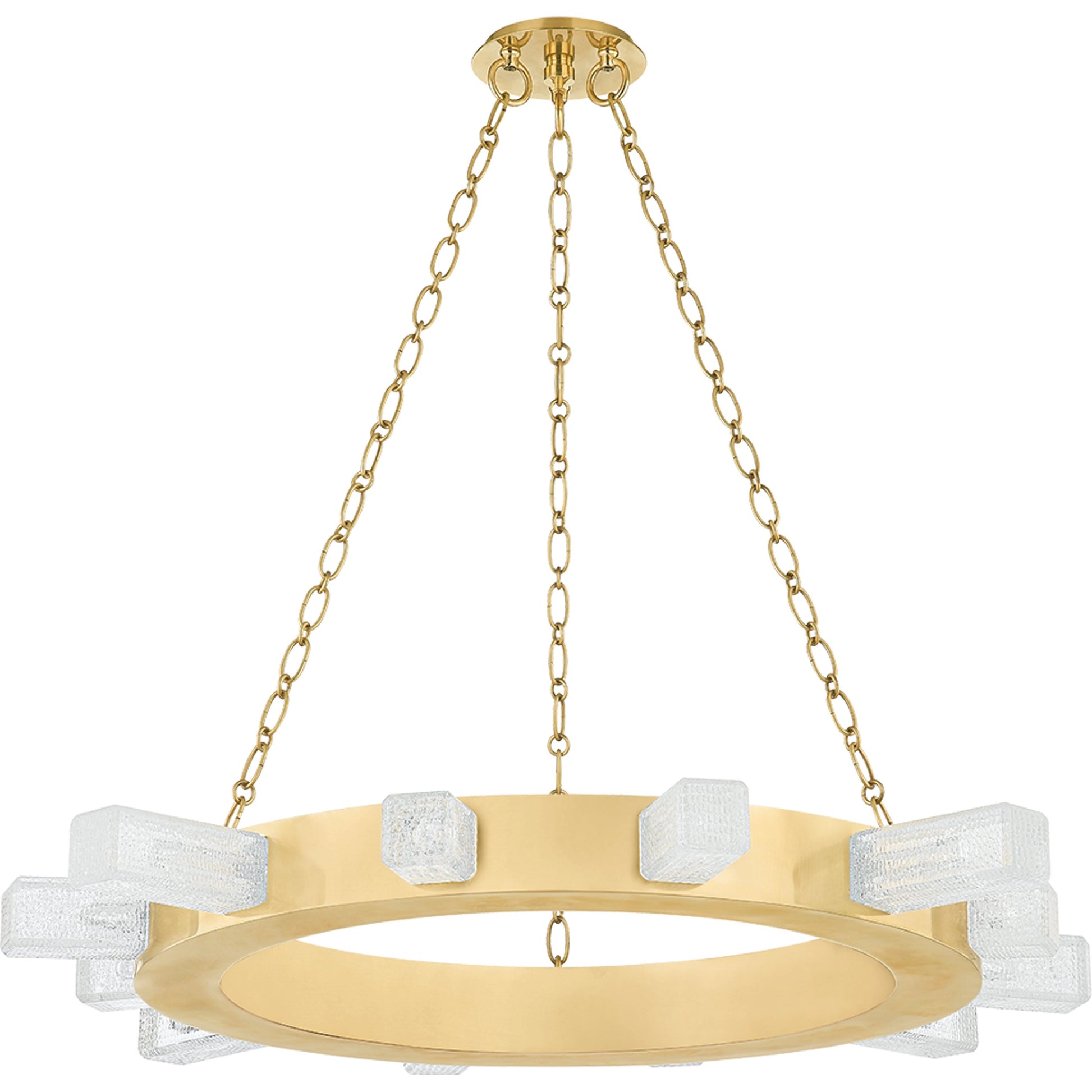 Citrine 12 Light Chandelier by Corbett in vintage brass. Made from brass in a modern style.