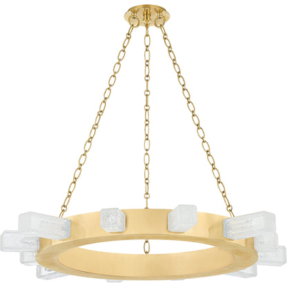 Citrine 12 Light Chandelier by Corbett in vintage brass. Made from brass in a modern style.