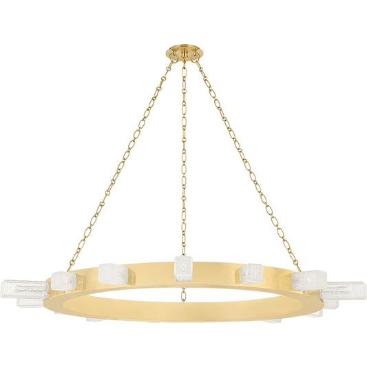 Citrine 15 Light Chandelier by Corbett in vintage brass. Made from brass in a modern style.
