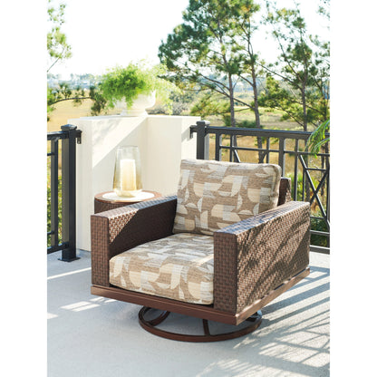 Abaco Swivel Lounge Chair by Tommy Bahama Outdoor in english walnut. Made from unique in a transitional style.