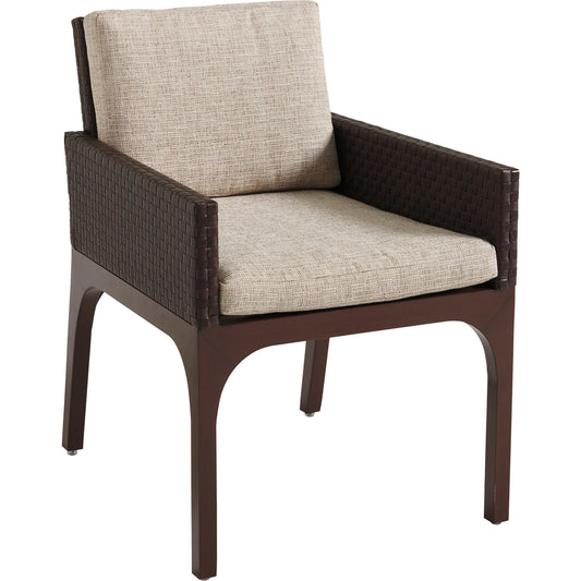 Abaco Arm Dining Chair by Tommy Bahama Outdoor in english walnut. Made from unique in a transitional style.