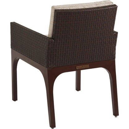 Abaco Arm Dining Chair by Tommy Bahama Outdoor in english walnut. Made from unique in a transitional style.