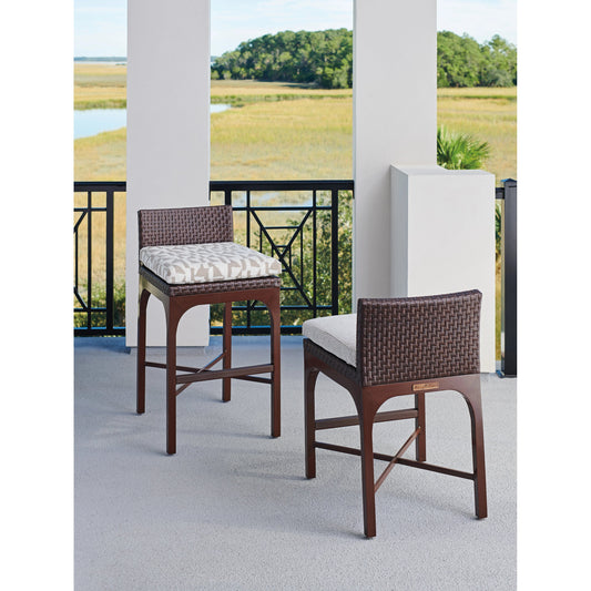 Abaco Bar Stool by Tommy Bahama Outdoor in english walnut. Made from unique in a transitional style.