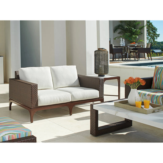 Abaco Loveseat by Tommy Bahama Outdoor in english walnut. Made from unique in a traditional style.