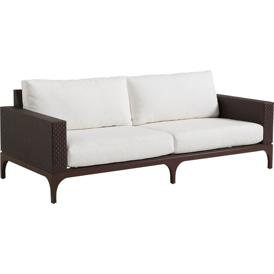 Abaco Sofa by Tommy Bahama Outdoor in english walnut. Made from unique in a transitional style.