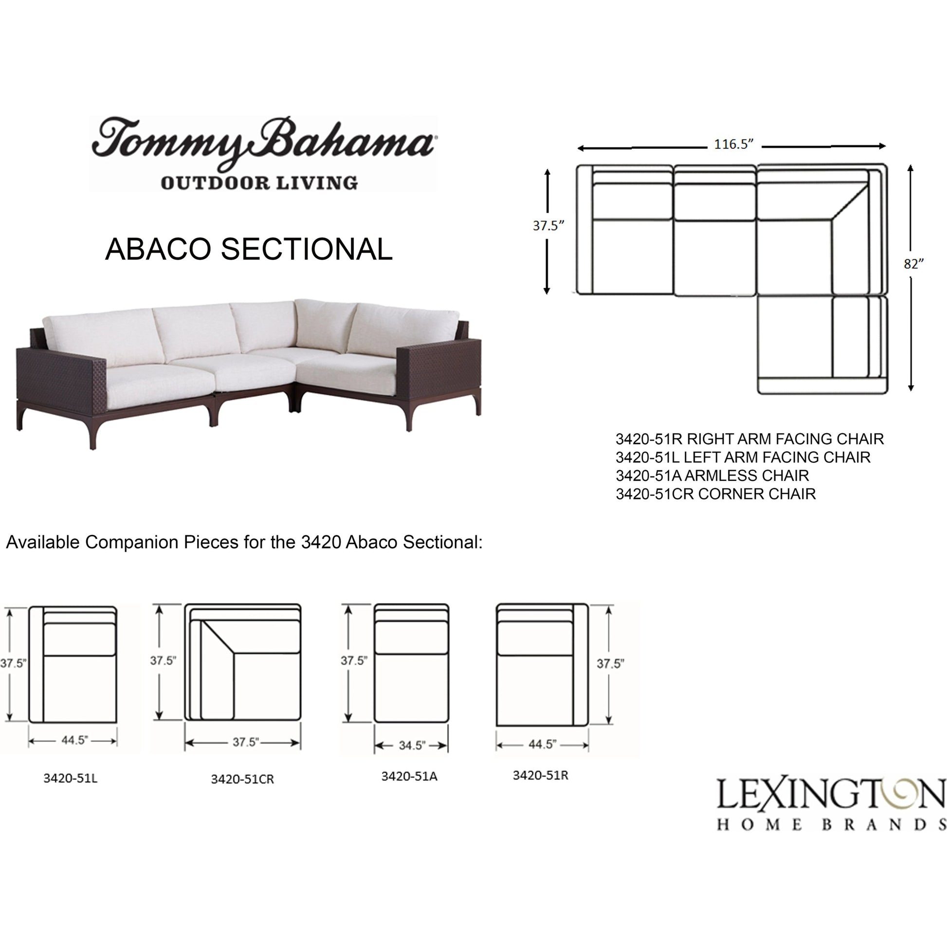 Abaco Sectional by Tommy Bahama Outdoor in english walnut. Made from unique in a transitional style.