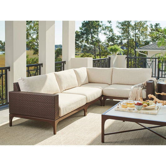 Abaco Sectional by Tommy Bahama Outdoor in english walnut. Made from unique in a transitional style.