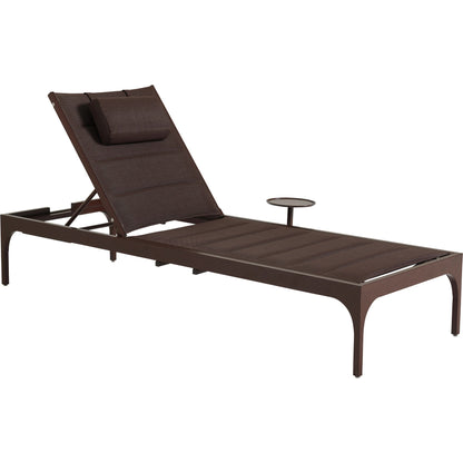Abaco Chaise Lounge by Tommy Bahama Outdoor in dark mocha and english walnut. Made from unique in a transitional style.