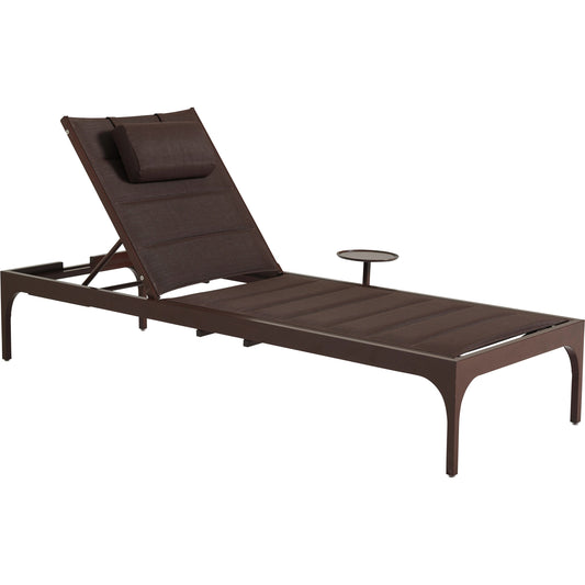Abaco Chaise Lounge by Tommy Bahama Outdoor in dark mocha and english walnut. Made from unique in a transitional style.
