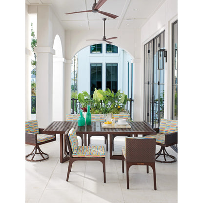 Abaco Swivel Rocker Dining Chair by Tommy Bahama Outdoor in english walnut. Made from unique in a modern style.
