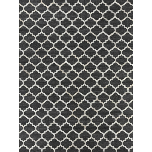 Berlin 3423 Rug by Exquisite Rugs in charcoal, ivory. Made from leather, viscose in a unique style.
