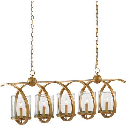 Maximus Chandelier by Currey and Company. Made from wrought iron, glass in a modern style.