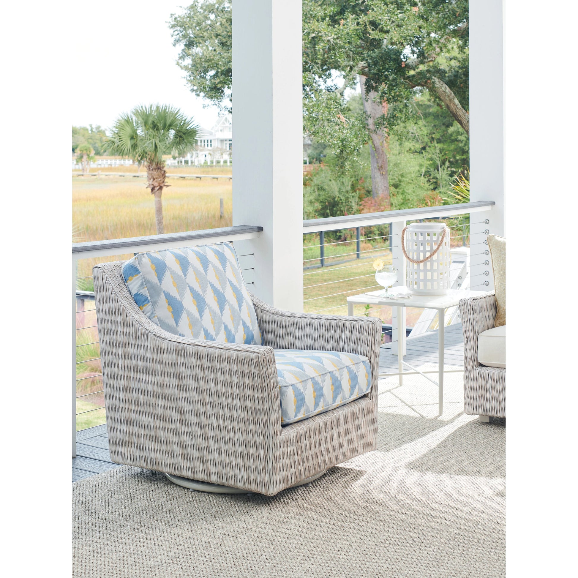 Seabrook End Table by Tommy Bahama Outdoor in oyster white. Made from unique in a modern style.