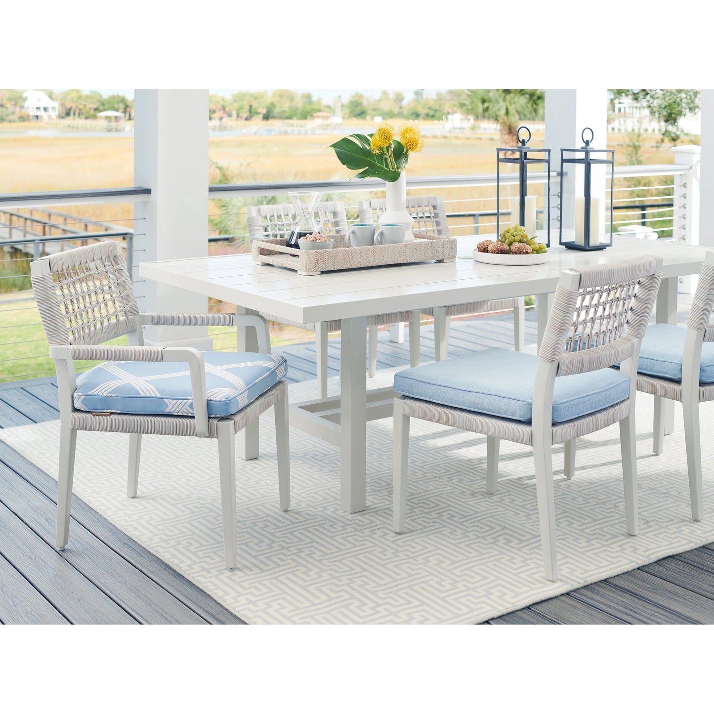 006 SI-1962949 | Lifestyle | Seabrook Dining Table by Tommy Bahama Outdoor in oyster white. Made from unique in a modern style.