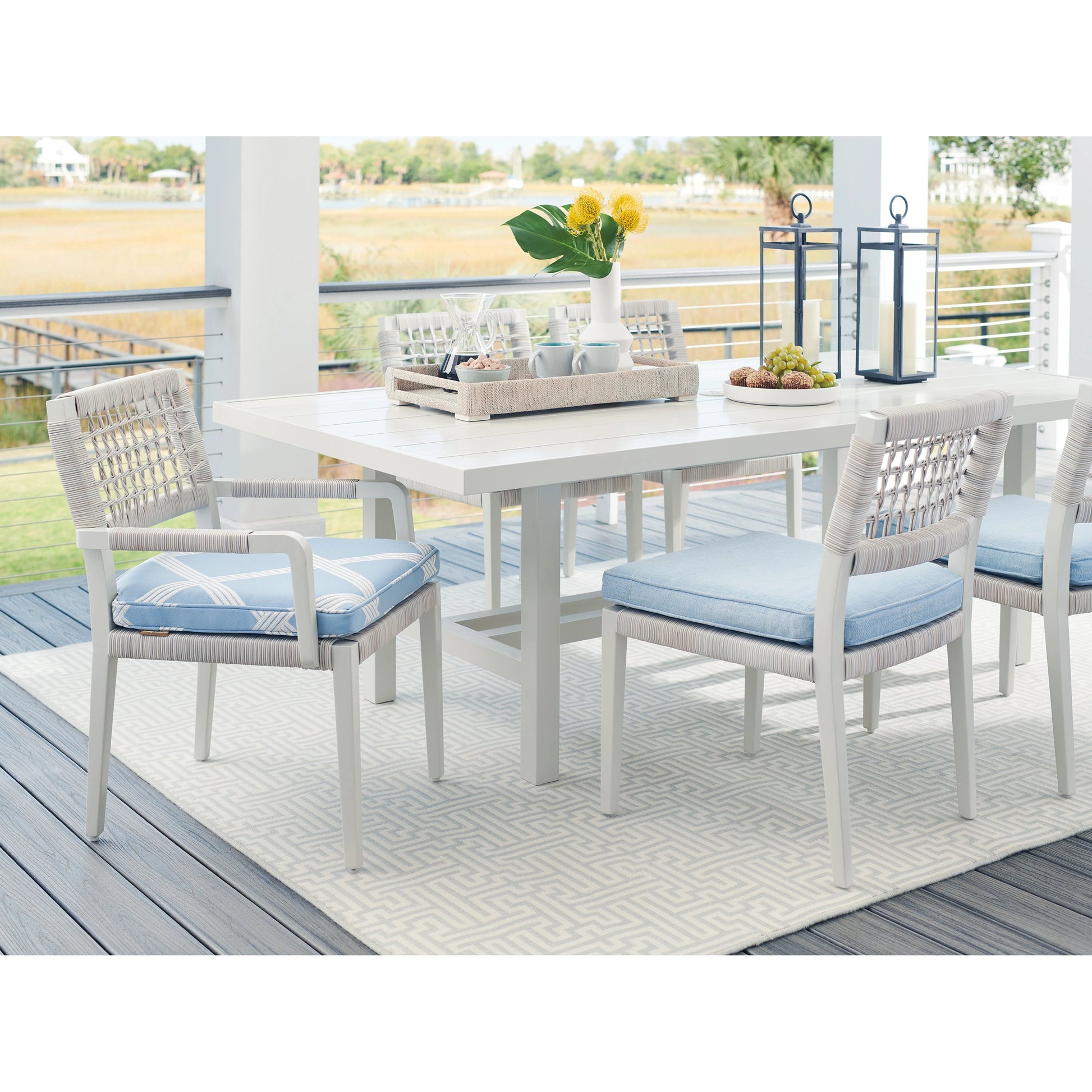 Seabrook Dining Table by Tommy Bahama Outdoor in oyster white. Made from unique in a modern style.